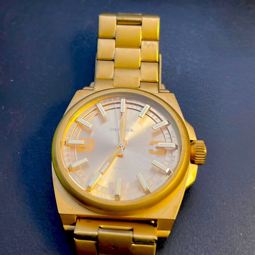 Mens gold Diesel watch